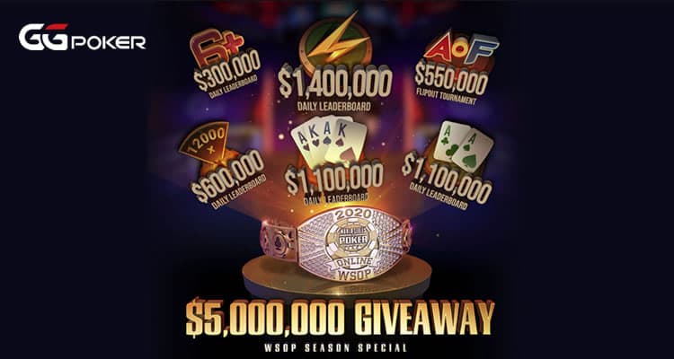 GGpoker te espera con US$5.000.000 en tickets WSOP Online 2020