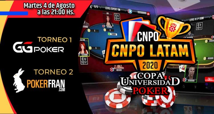 Juega hoy la fecha 10 del CNPO LATAM 2020 – COPA UNIVERSIDAD POKER